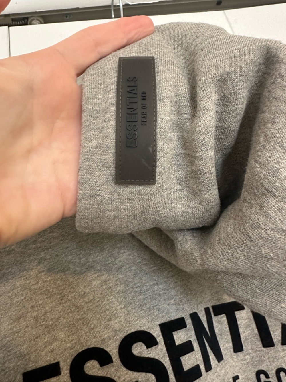 Fear of God ESSENTIALS Heather Gray Hoodie with Black Logo - Picture 4 of 7